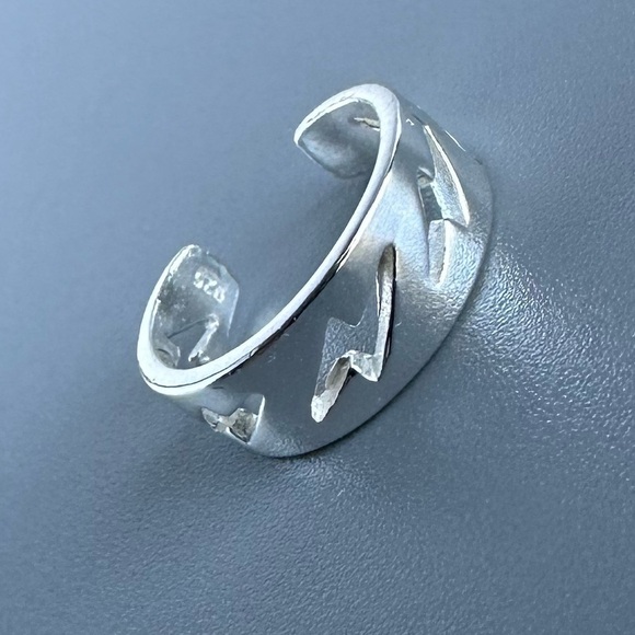 Sterling Silver Lightning Bolt Ear Cuff – Bold Symbolic No Piercing Design - Picture 4 of 7